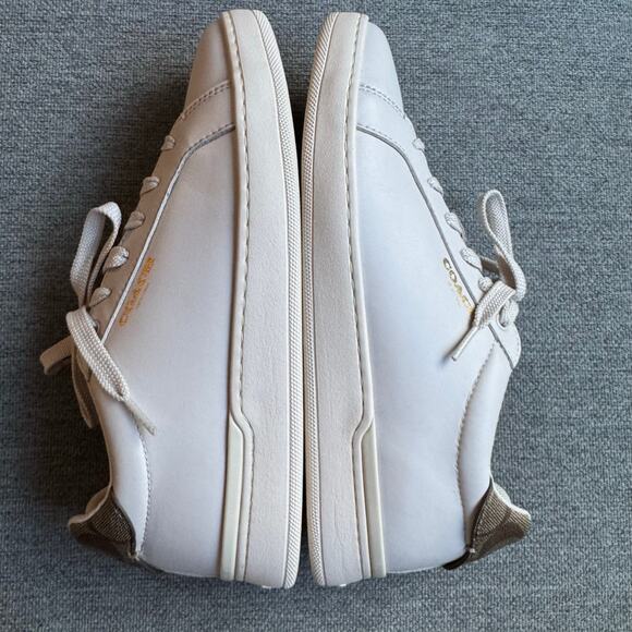 Coach Clip Low Top Sneaker Leather Cream Signature Canvas Preppy Women's 9 - Picture 10 of 16